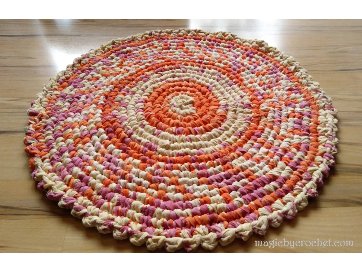 Girl room Rug Round Rag Rug 67 cm Crochet Rug Nursery rug